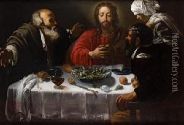 < Les Disciples D'emmaus >. Oil Painting - Hendrick Terbrugghen