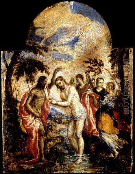 The Baptism Of Christ Oil Painting -  El Greco