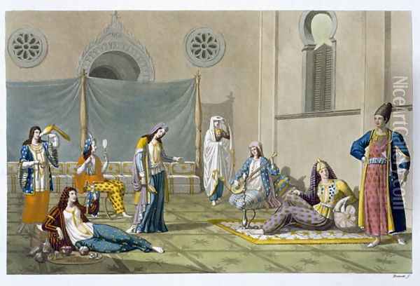A Persian Harem, from 'Le Costume Ancien et Moderne' Oil Painting - G. Bramati