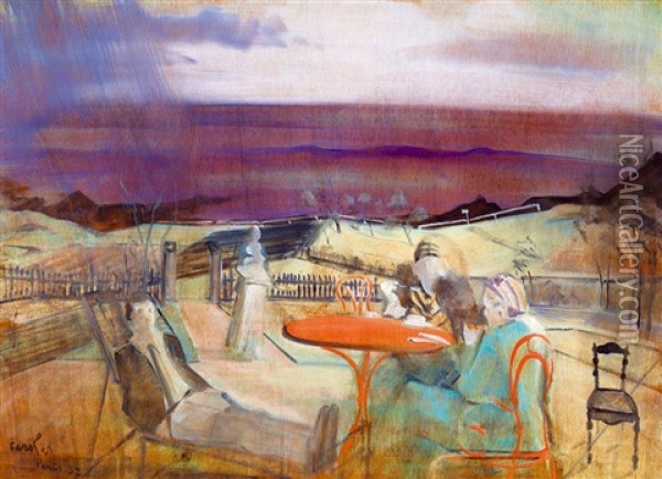 In The Garden, 1937 Oil Painting - Istvan Farkas