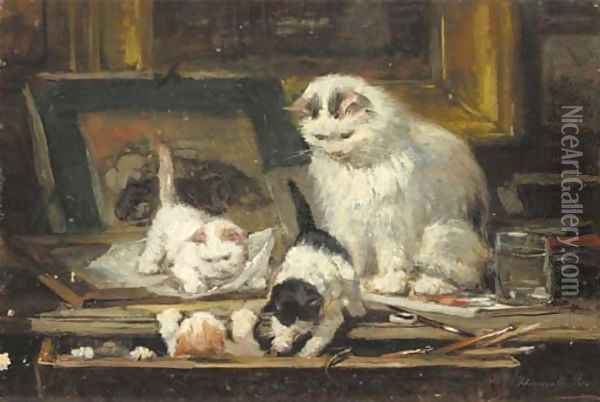 The first drawing lesson Oil Painting - Henriette Ronner-Knip