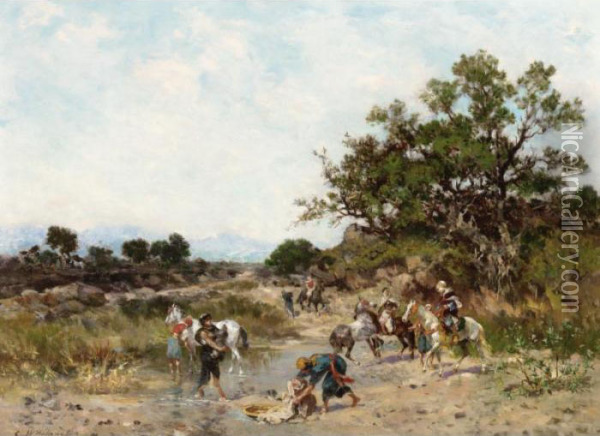 Cavaliers Dans Une Oasis Oil Painting - Georges Washington