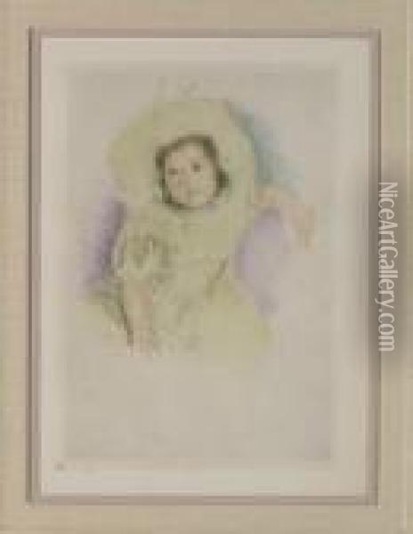 Margot Wearing A Bonnet, No. 1; The Manicure Oil Painting - Mary Cassatt
