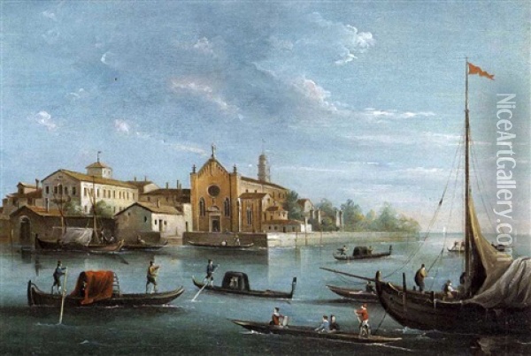 L'isola Di Sant'elena A Venezia Oil Painting - Giuseppe Bernardino Bison