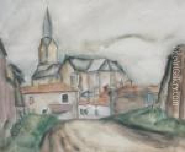 L'entree Du Village Oil Painting - Jacques Gotko