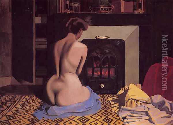 Nude at the Stove Oil Painting - Felix Edouard Vallotton