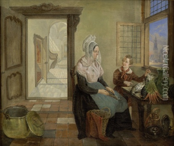 Interieur Mit Einer Dame Und Wildbrethandler Oil Painting - Abraham Uytenbogaert