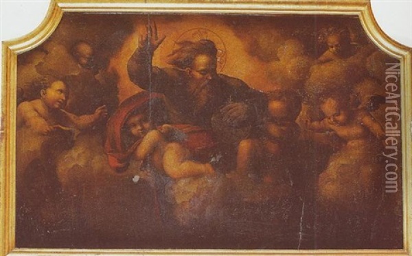 Dieu Le Pere Entoure D'anges Oil Painting - Pedro Machuca