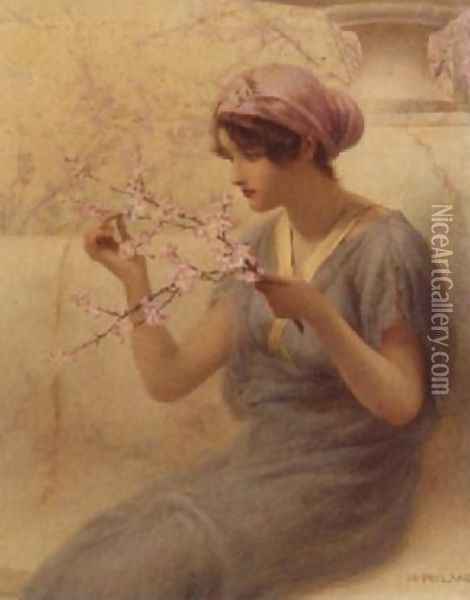 Almond Blossom Oil Painting - Henry Ryland