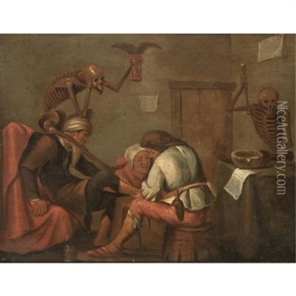 A Vanitas Scene In A Doctor's Surgery Oil Painting - Pieter Jansz Quast