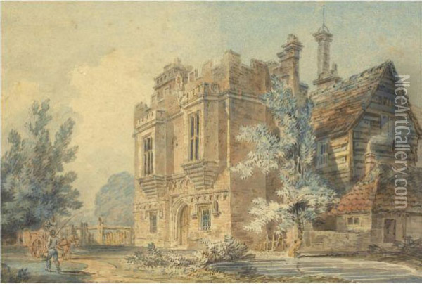 View Of The Gatehouse At Rye House, Hertfordshire Oil Painting - Joseph Mallord William Turner