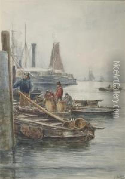 At The Dock Oil Painting - Henri Seghers