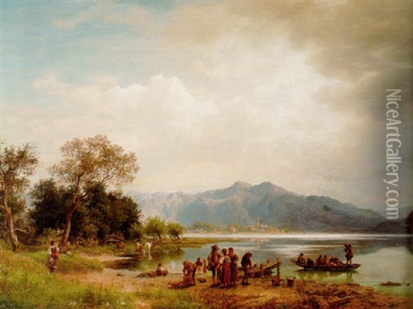 A Mountain Lake, South Germany Oil Painting - Eduard Caspar Post