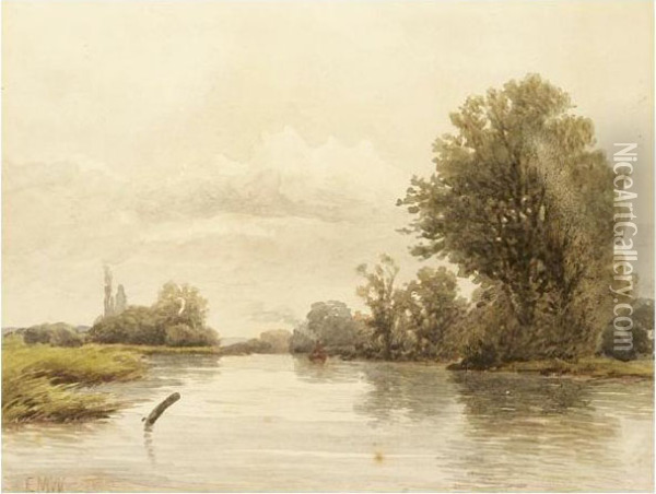A River Landscape Oil Painting - Edmund Morison Wimperis