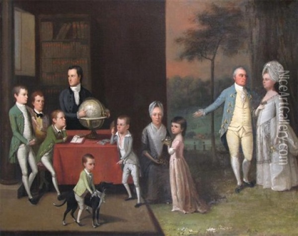 A Portrait Of The Family Of James Henry Of Jamaica Oil Painting - Philip Wickstead