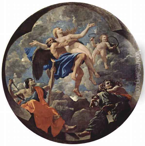 The time and the truth, allegory, Tondo Oil Painting - Nicolas Poussin