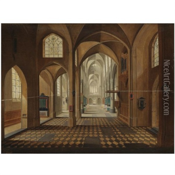 A Church Interior Oil Painting - Peeter Neeffs the Younger