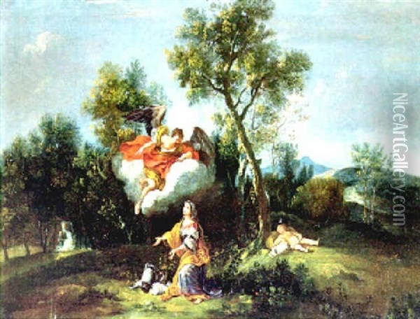 Paesaggio Con Agar, L'angelo E Il Piccolo Ismaele Oil Painting - Vittorio Amadeo Cignaroli