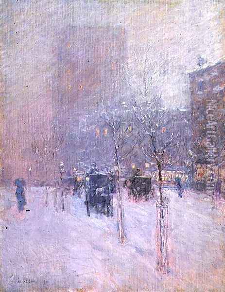 Late Afternoon, New York, Winter, 1900 Oil Painting - Childe Hassam