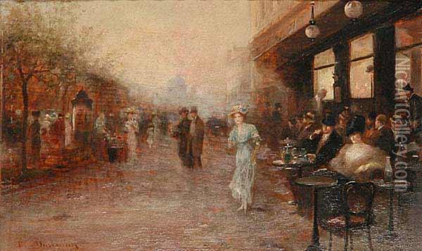 By A Coffee Shop Oil Painting - Emil Barbarini