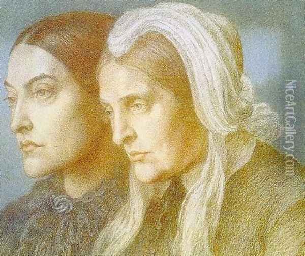 Christina and Frances Rossetti Oil Painting - Dante Gabriel Rossetti
