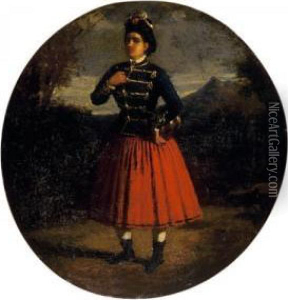 Lady In Hungarian Traditional Dress Oil Painting - Than Mor