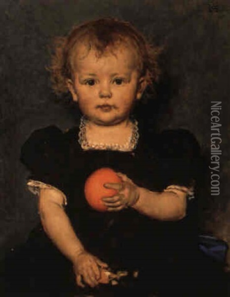 L'enfant A L'orange Oil Painting - Xavier Mellery