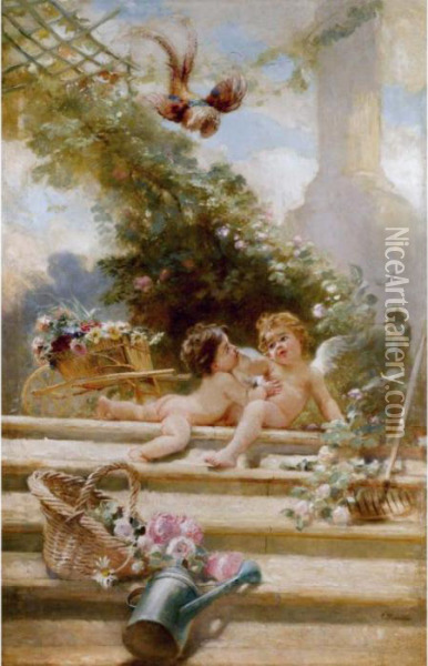 Cupid Gardeners Oil Painting - Konstantin Egorovich Egorovich Makovsky