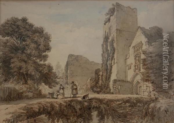 Ludlow Castle Oil Painting - William Alfred Delamotte