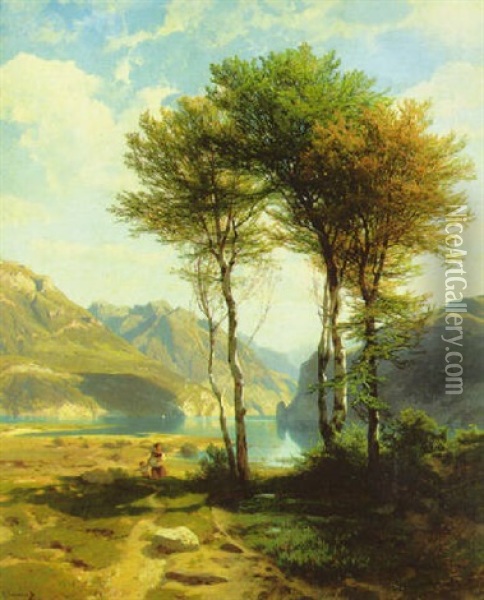 Souvenir De Lac Des Quatre-cantons Oil Painting - Alexandre Calame
