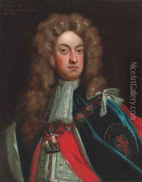 Portrait of James Butler, 2nd Duke of Ormonde (1665-1745), quarter-length, in Garter robes Oil Painting - Sir Godfrey Kneller