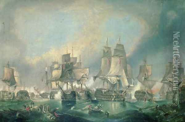 The Battle of Trafalgar in 1805 Oil Painting - William Clarkson Stanfield