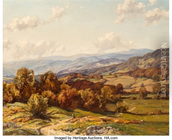 View Of Hills And Mountains Oil Painting - Sir Herbert Edwin Pelham Hughes-Stanton
