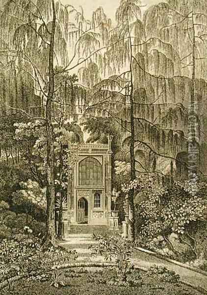 View of the Chapel in the Garden at Strawberry Hill, engraved by Godfrey, 1784 Oil Painting - William Pars