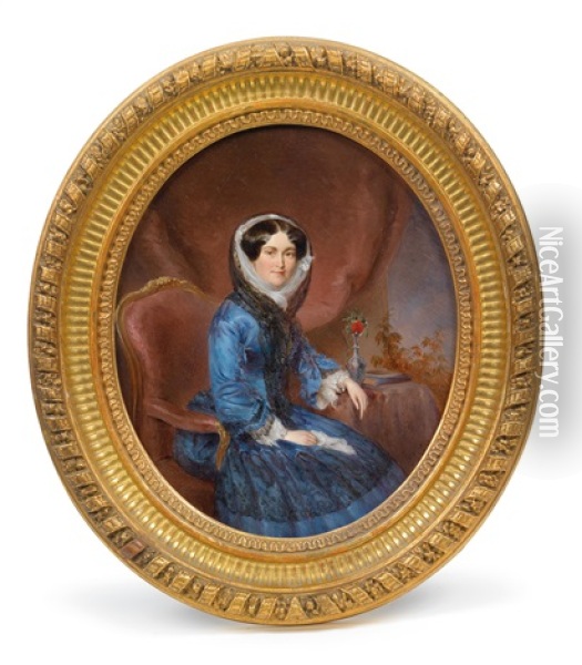 Grafin Theresia Esterhazy, Geb. Prinzessin Von Thurn Und Taxis Oil Painting - Ernst Lafite
