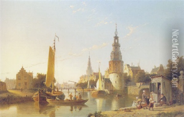 The Montel Baanstoren, Amsterdam Oil Painting - Pieter Cornelis Dommershuijzen