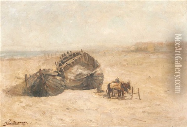 Strandansicht Mit Booten Oil Painting - Frans Van Damme