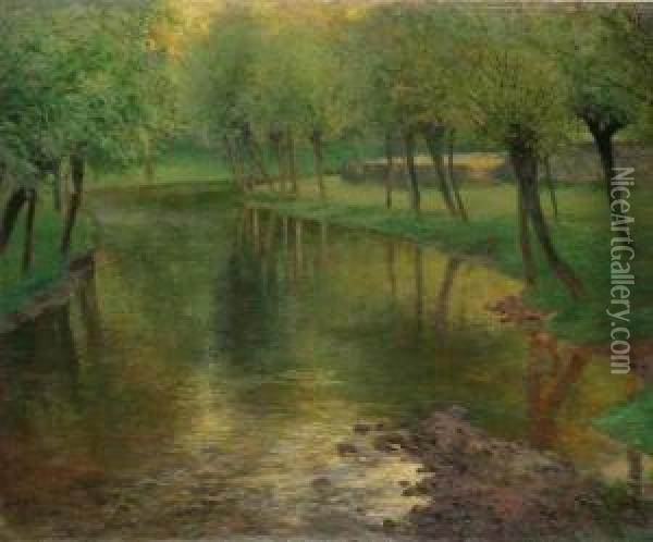 On The Okor Creek Oil Painting - Antonin Slavicek