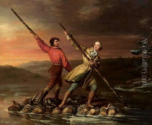 George Washington And Christopher Gist On The Allegheny River Oil Painting - Daniel Huntington