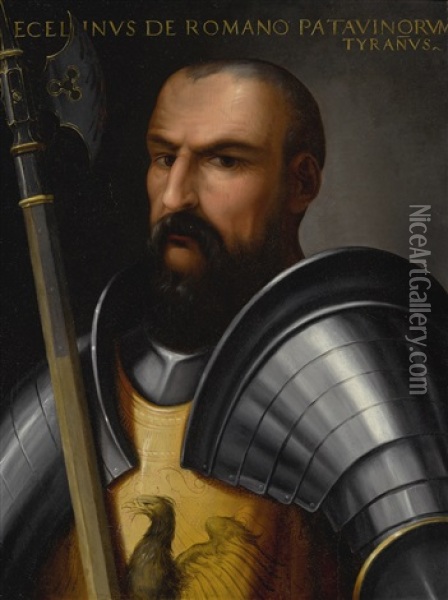 Portrait Of Ezzelino Iii Da Romano Oil Painting - Cristofano di Papi dell' Altissimo
