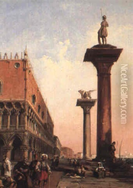 The Molo, Venice, Looking East From Piazzetta Oil Painting - Edward Pritchett