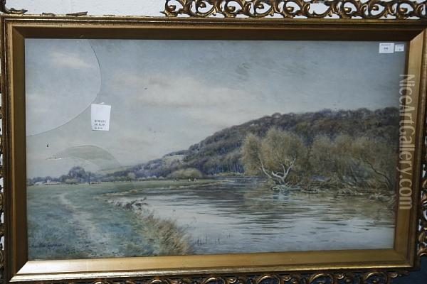 A Rural Waterway Oil Painting - R. Hamilton Chapman