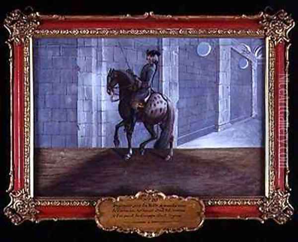 No 20 A dapple grey horse of the Spanish Riding School performing the Volte dressage step Oil Painting - Baron Reis d' Eisenberg