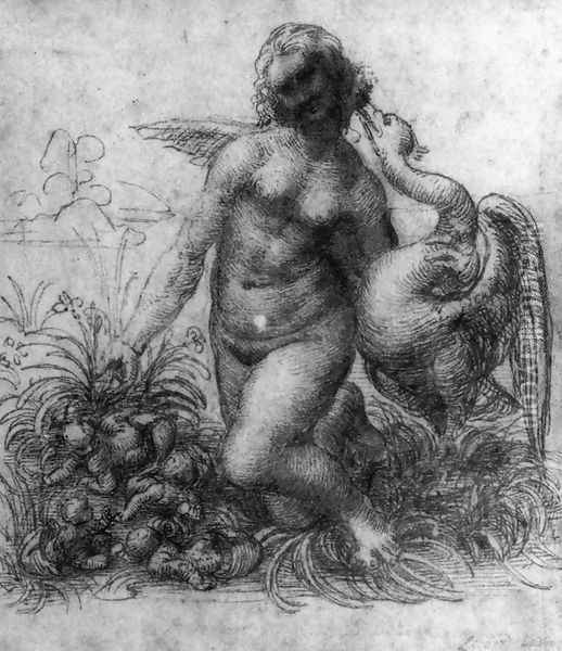Leda and the Swan 1503-07 Oil Painting - Leonardo Da Vinci