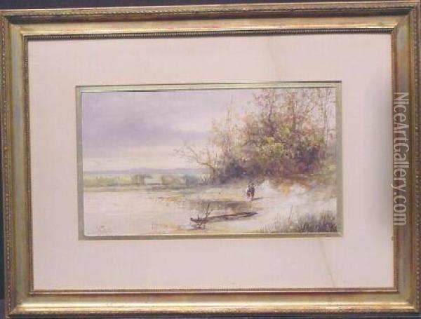 Figures By A Pond Oil Painting - James Northcote