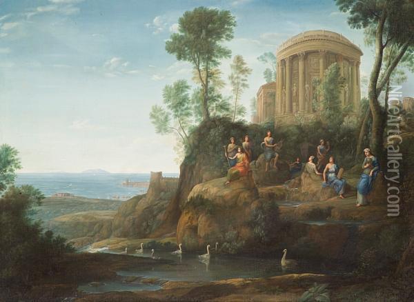 Apollo And The Muses On Mount Helicon Oil Painting - Claude Lorrain (Gellee)
