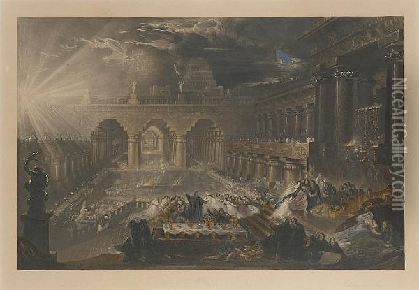 Belshazzar's Feast (second Plate) (campbell 89) Oil Painting - John Martin