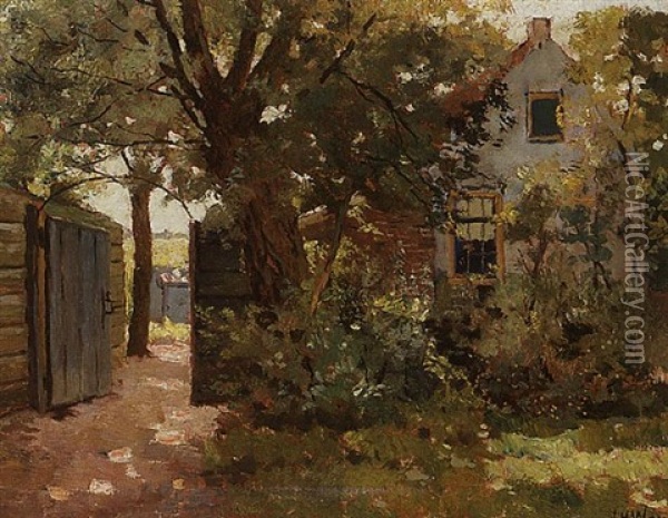 A Farm In A Summer Landscape Oil Painting - Jan Harm Weyns