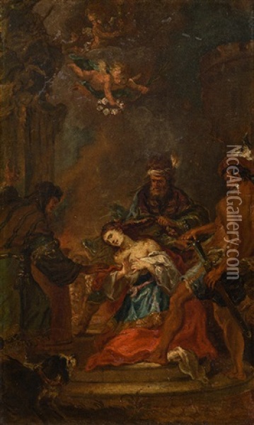 The Martyrdom Of St. Barbara Oil Painting - Martin Johann (Kremser Schmidt) Schmidt