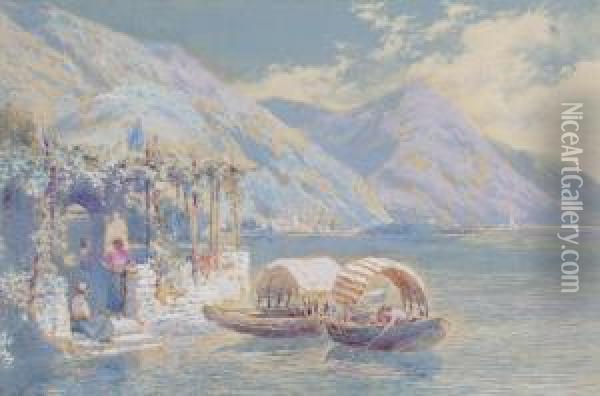 On The Rhine Oil Painting - Charles Rowbotham